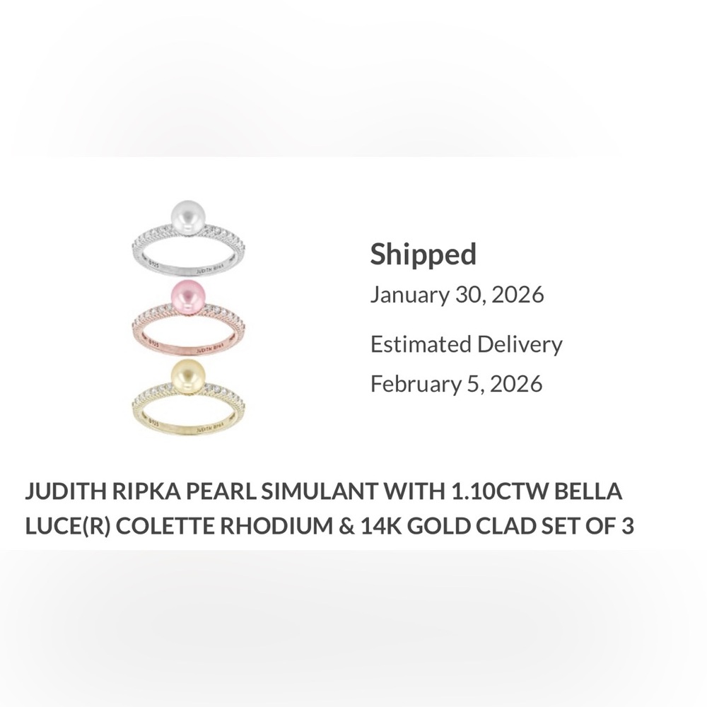 Judith Ripka Pearl Trio Ring Set in Silver, Pink, and Gold - Picture 9 of 9